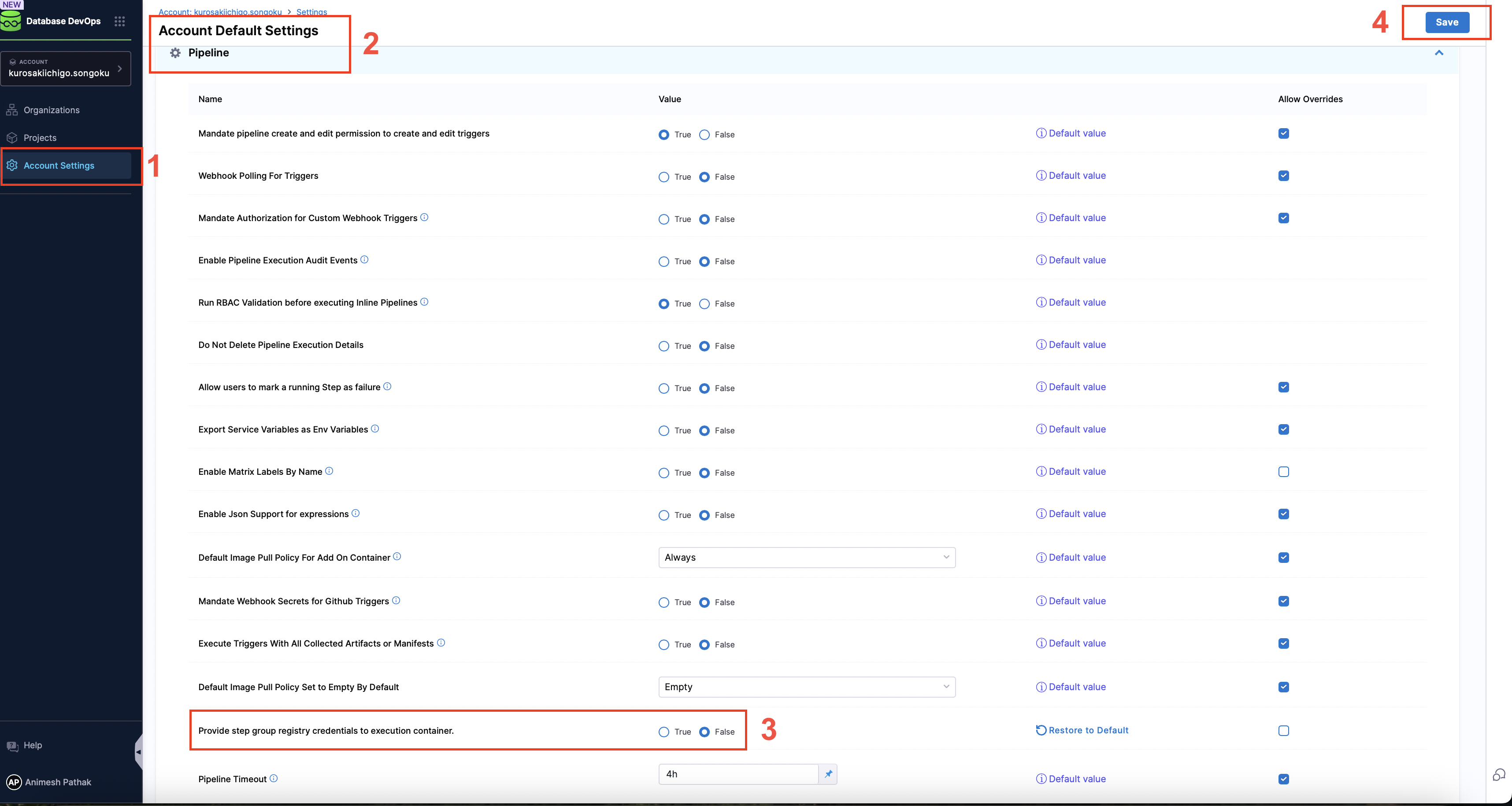 StepGroup Registry Credentials